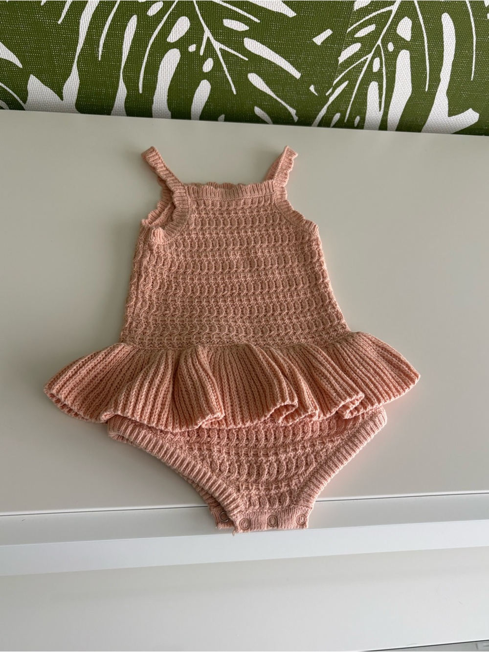 Rylee + Cru Blush Pink Knit Ruffle One-Piece